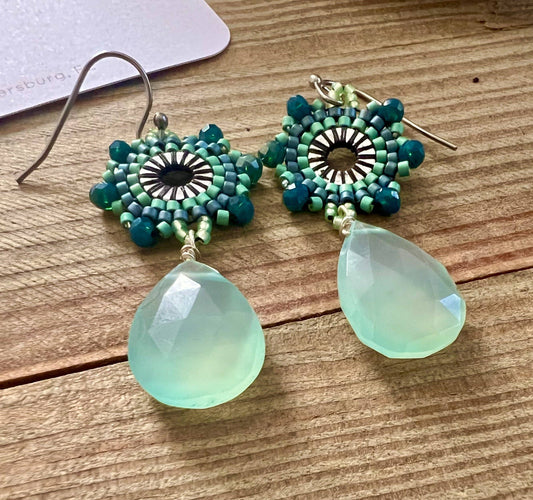 Chilled aqua gemstone statement earrings