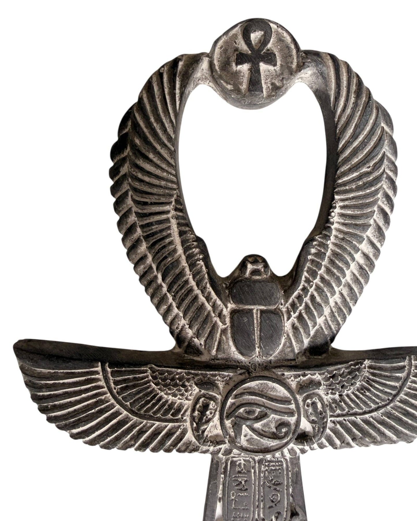 Ankh - Key of Life with Wings Grey Basalt