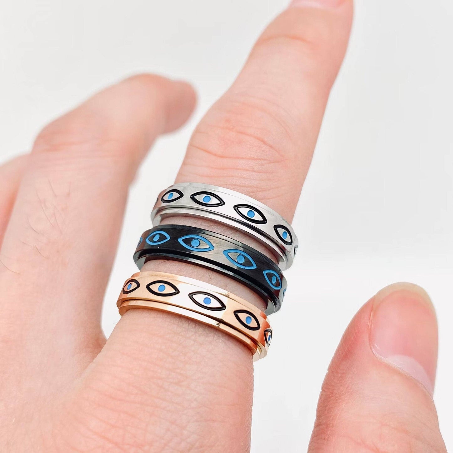 Eye of Horus Stainless Steel Rotatable Ring