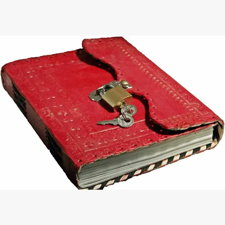 TUZECH Handmade Leather Vintage Journal Lock And Key Diary