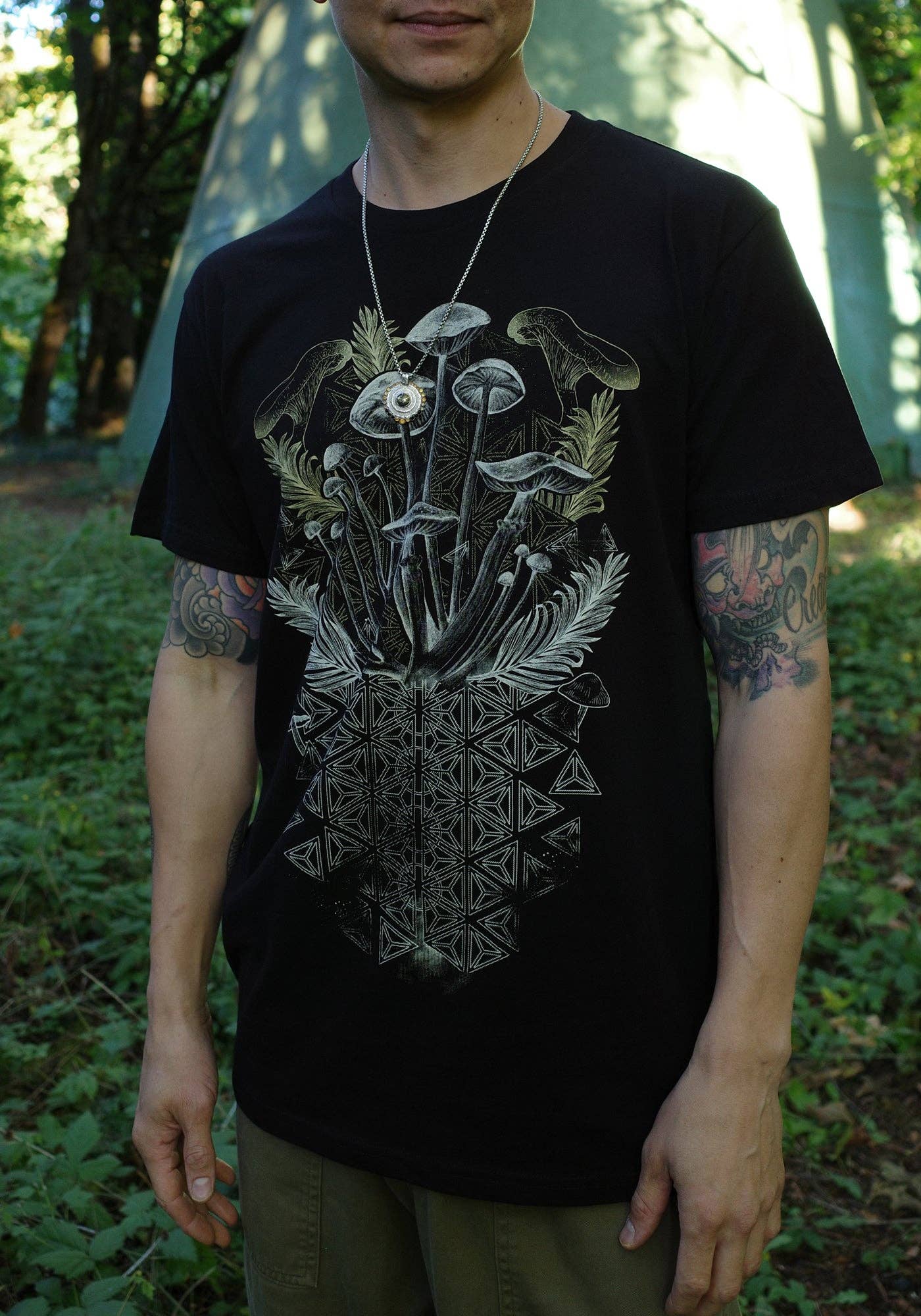 Mycelial Bloom Shirt Blue, Olive or Black