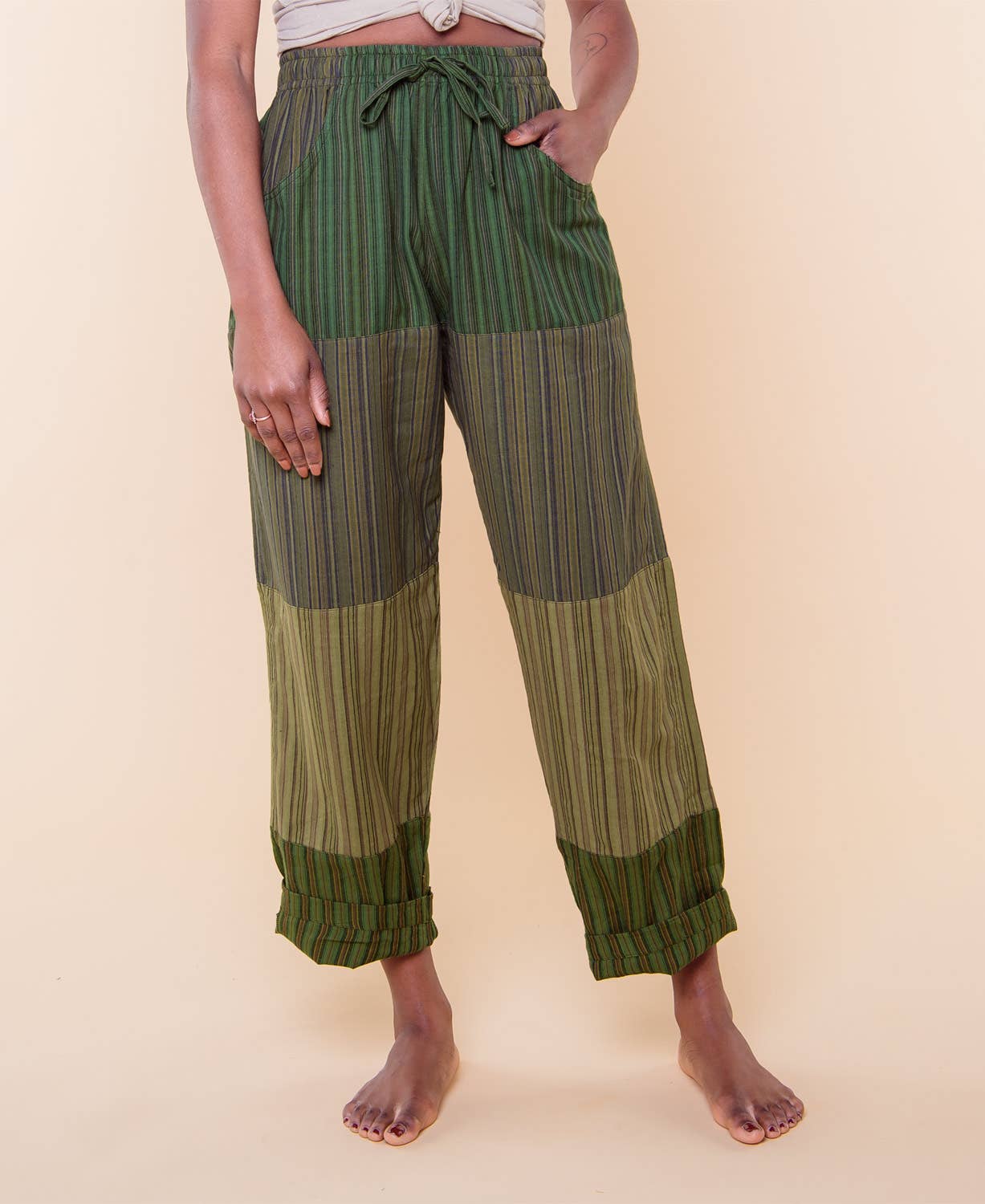 Patchwork Pants - Green: MD