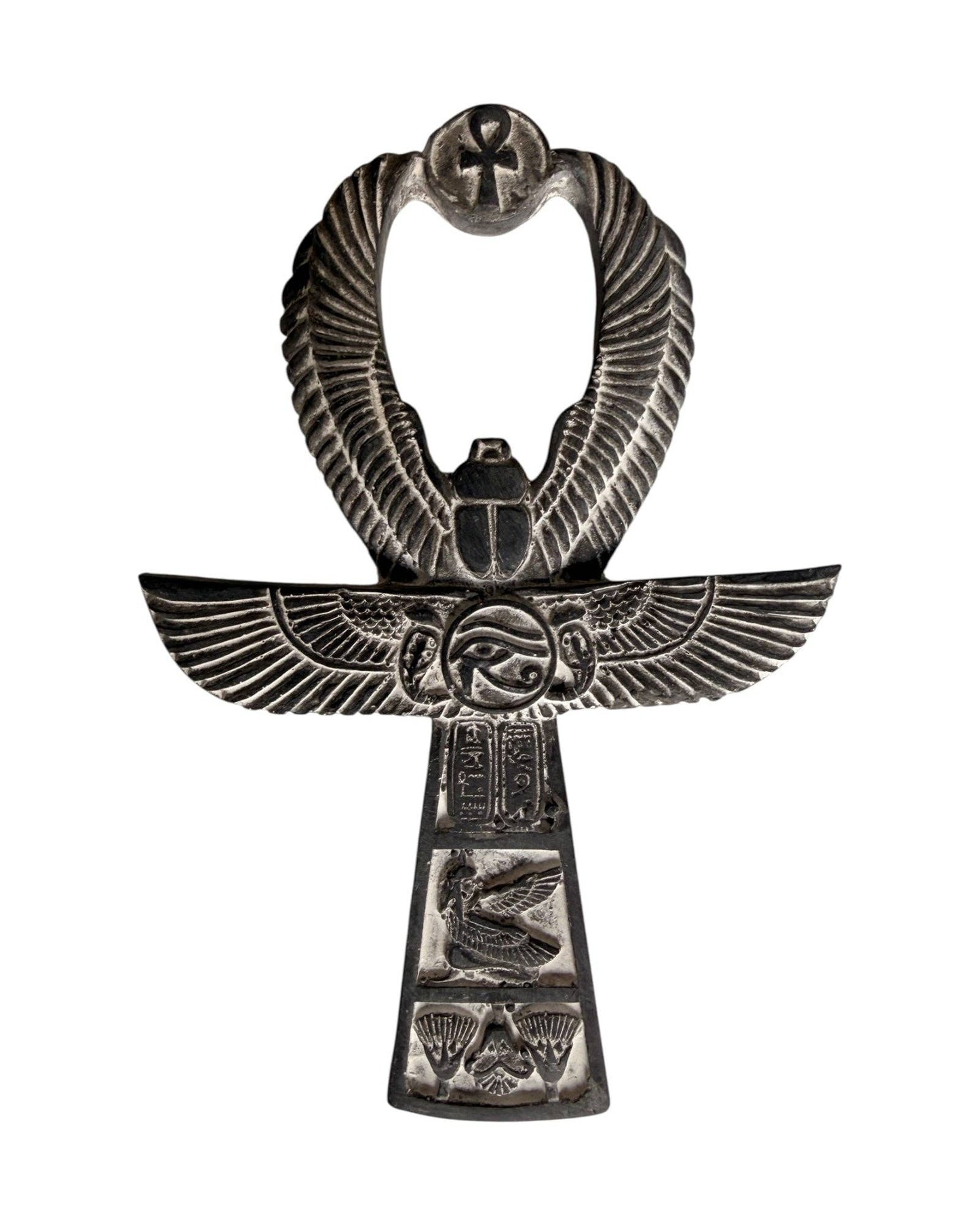Ankh - Key of Life with Wings Grey Basalt