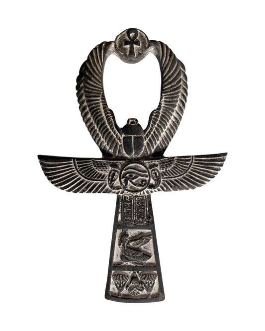 Ankh - Key of Life with Wings Grey Basalt