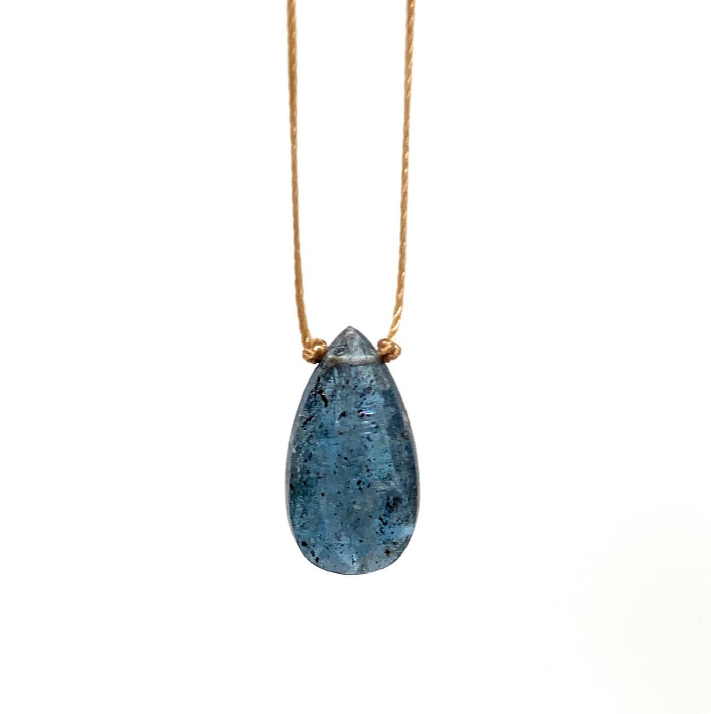 Teal Moss Kyanite Faceted Teardrop Necklace: 16, 18, or 20 inches