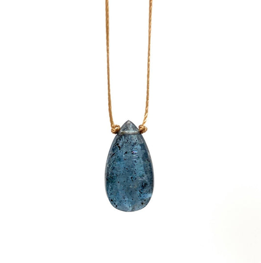 Teal Moss Kyanite Faceted Teardrop Necklace: 16, 18, or 20 inches