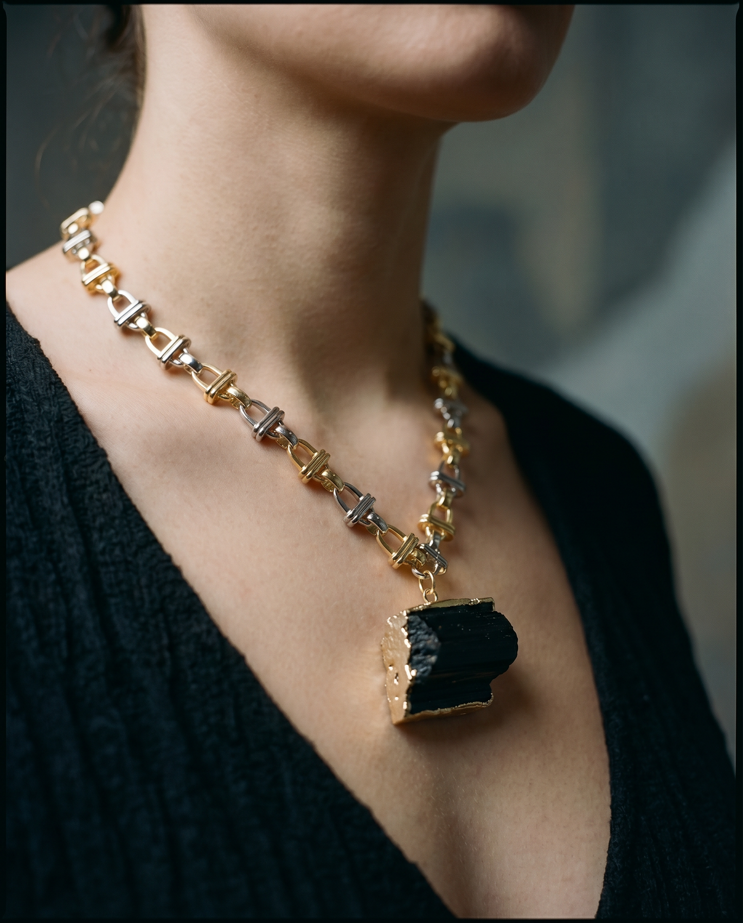 Raw Black Tourmaline Pendant Necklace · Protection Stone
