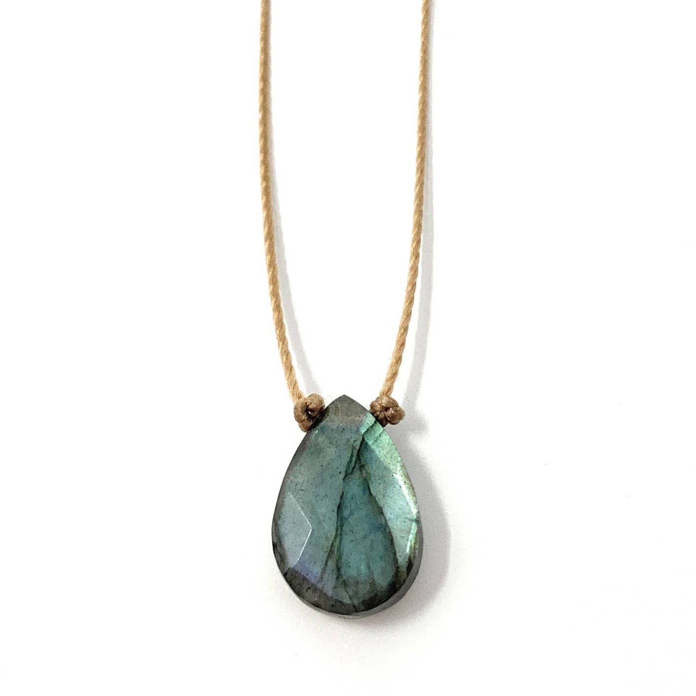 Labradorite Faceted Teardrop Necklace 16, 18 or 20"