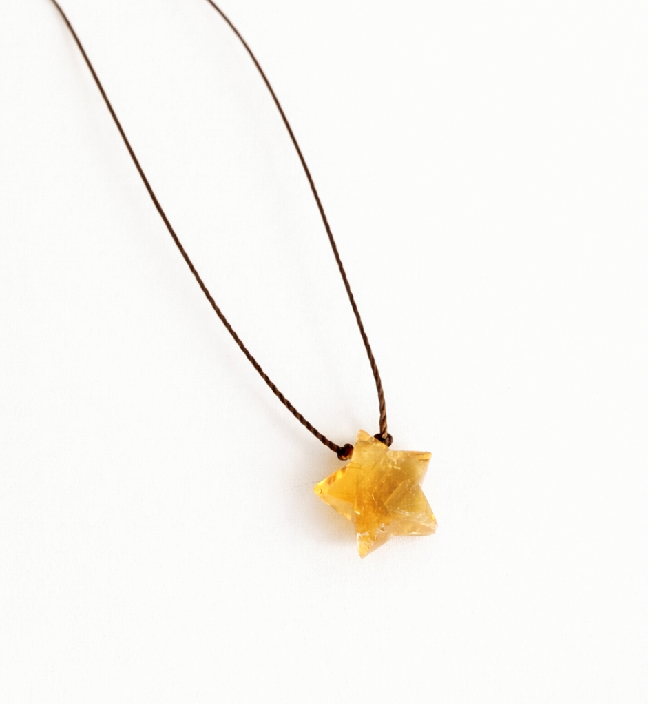 Citrine Faceted Star Cord Necklace