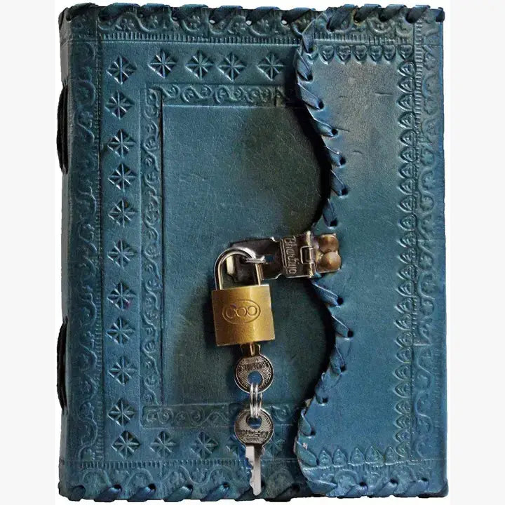 TUZECH Handmade Leather Vintage Journal Lock And Key Diary