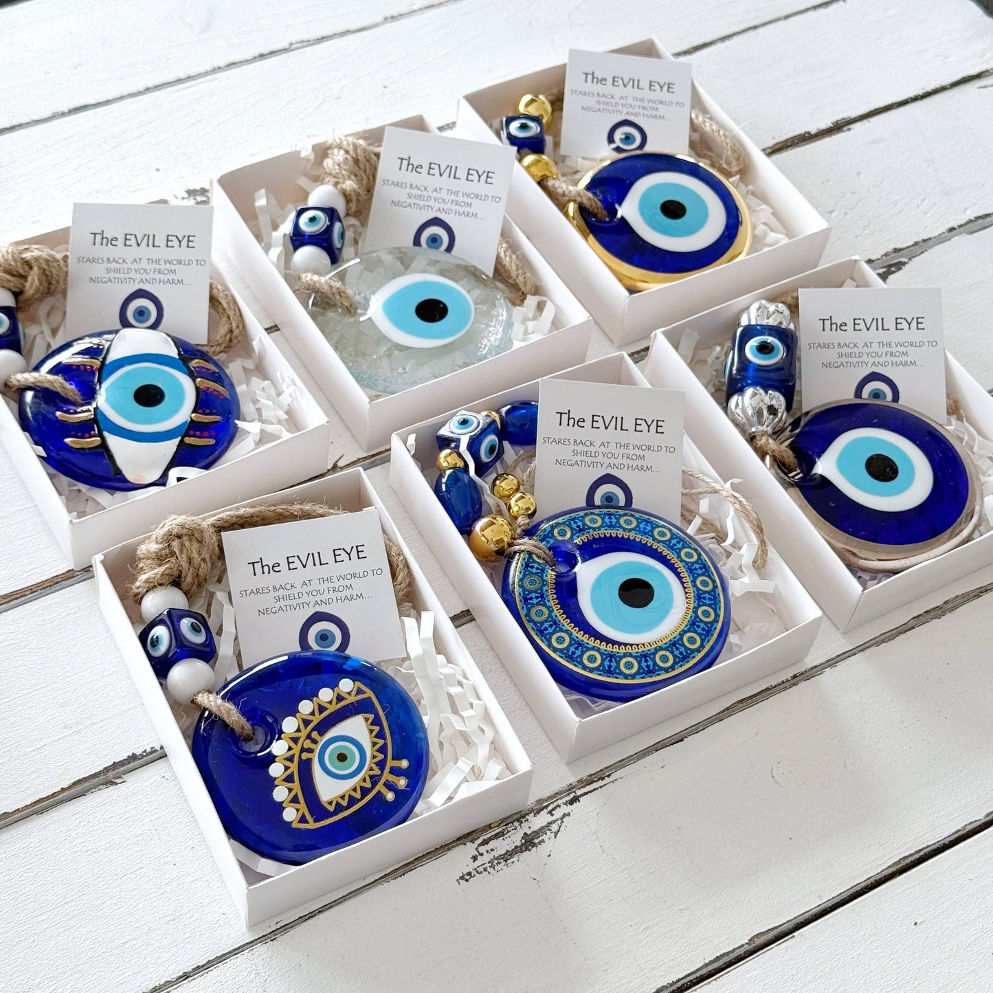 Evil Eye Gift Box – Greek Evil Eye Decor, White / Style 3