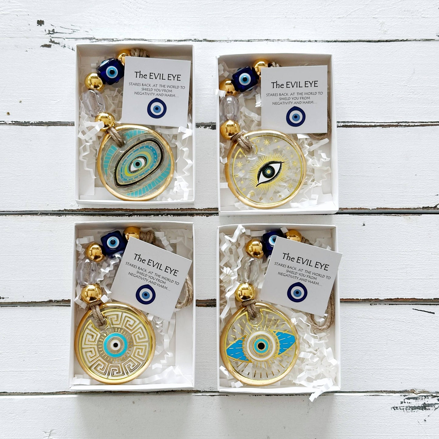 Evil Eye Wall Hanging, Gold Evil Eye Wall Decor, Protection: Style 4