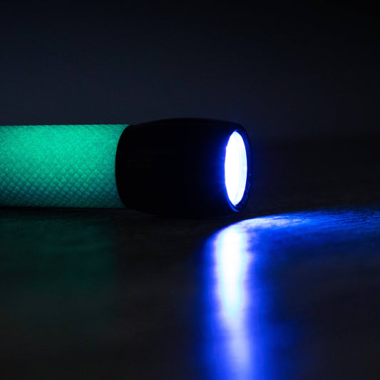 Bright UV LED Flashlight, with Glow-in-the-Dark Rubber Grip