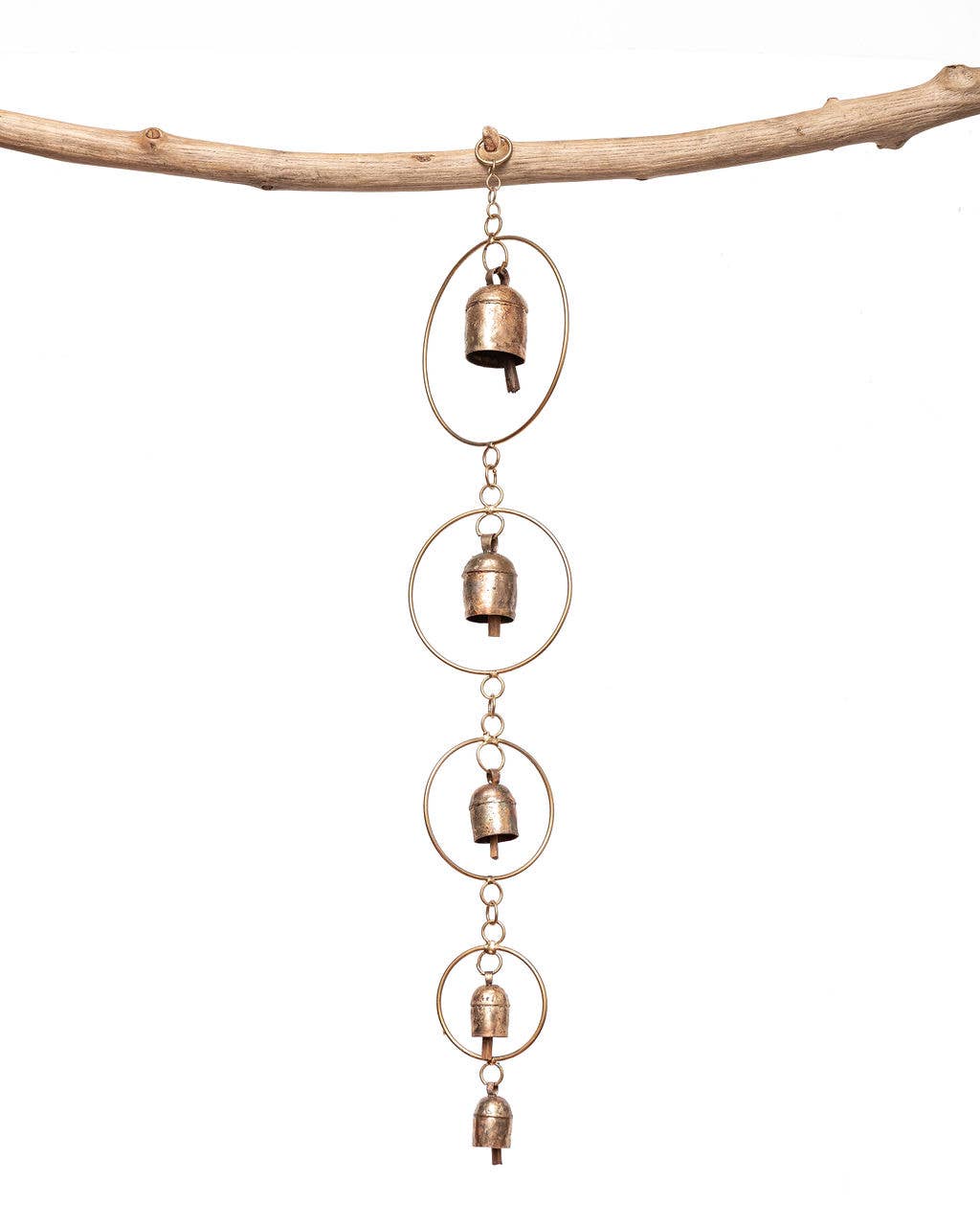 Golden Rings 5 Bell, Bronze Hand-tuned Garden Wind Chime, India