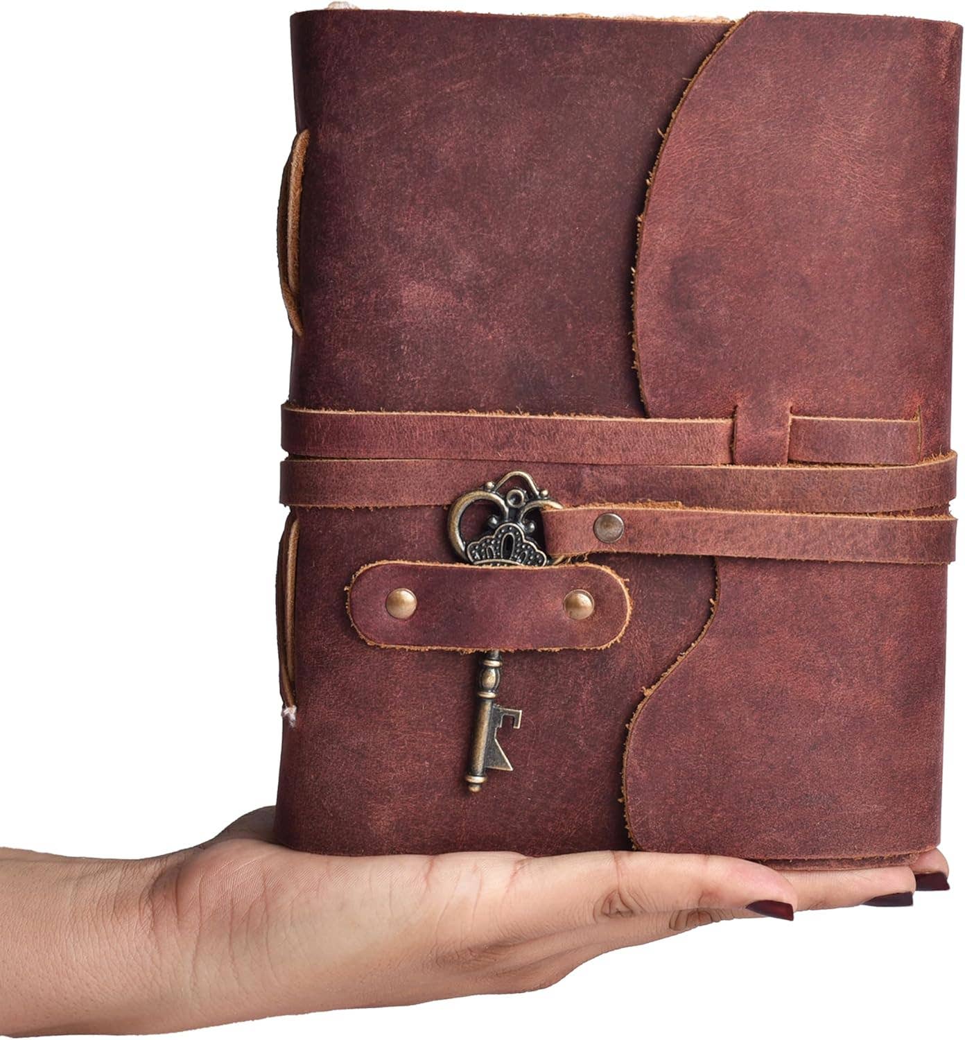Tuzech Handmade Vintage Genuine  Leather Belt and Key Diary