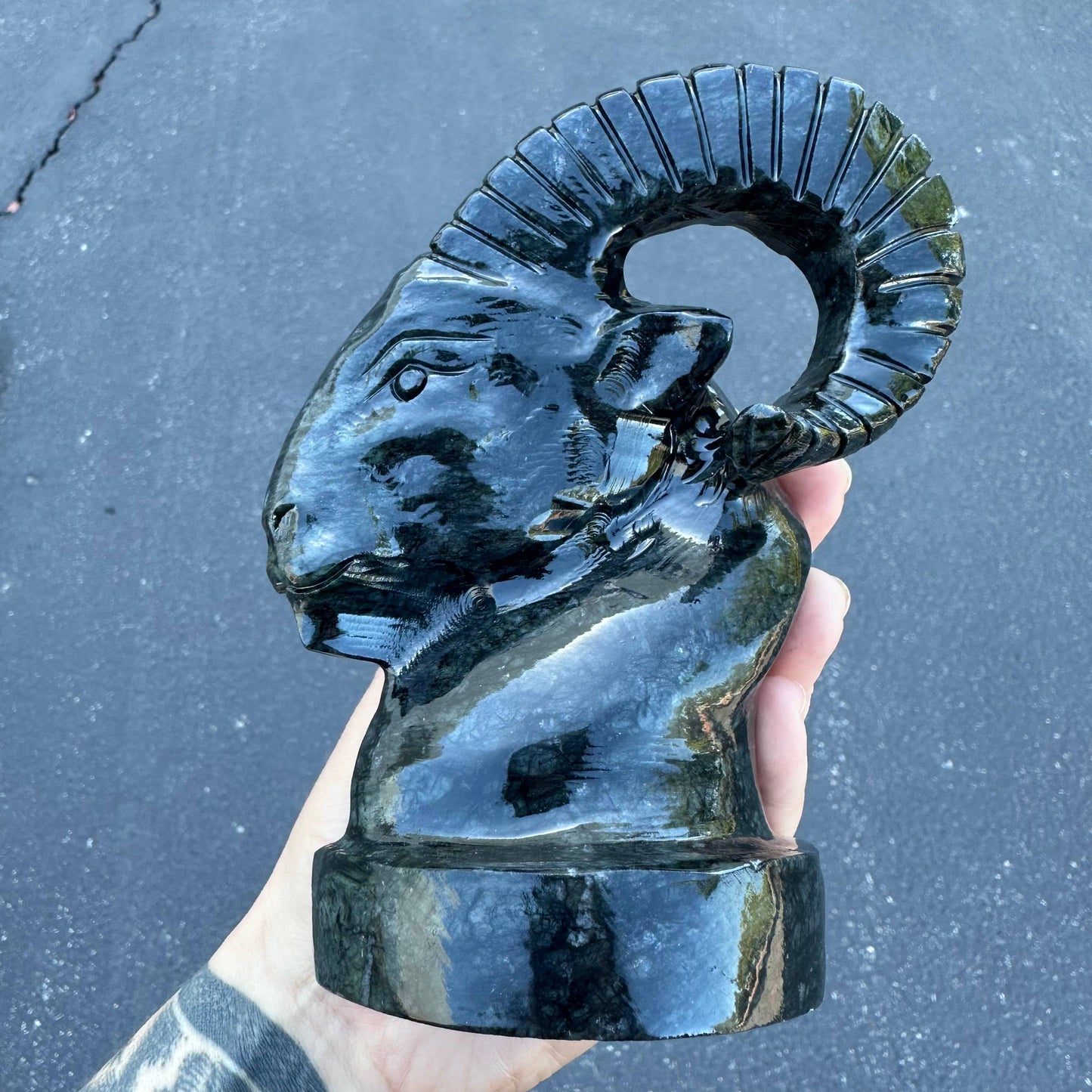 Dark Serpentine Ram Bust | Sold Individually