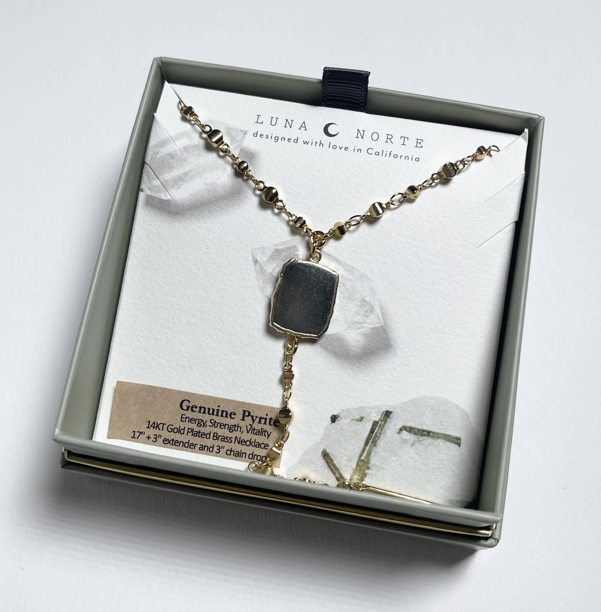Eterno Amore Gemma Lariat Necklace - Pyrite