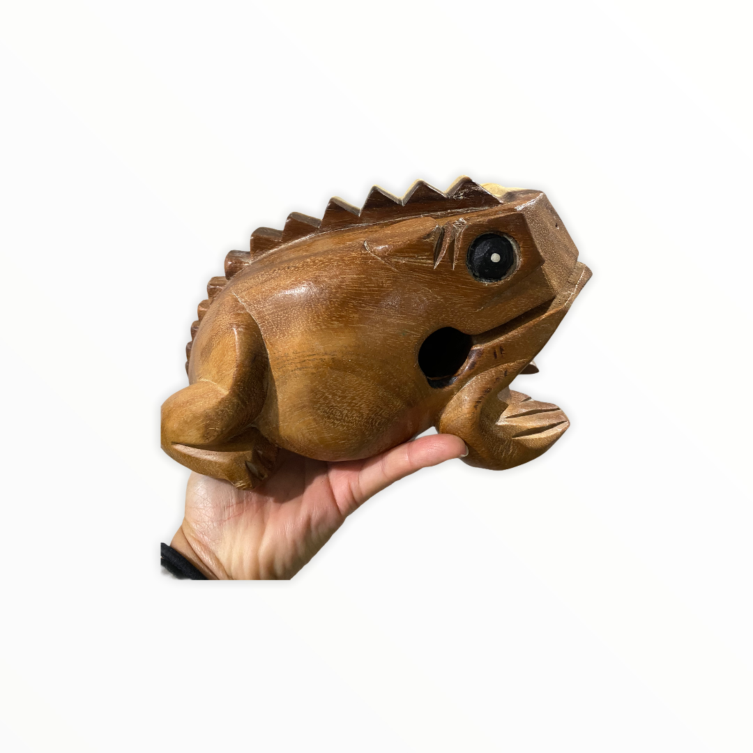 Natural Wooden Frog 2"