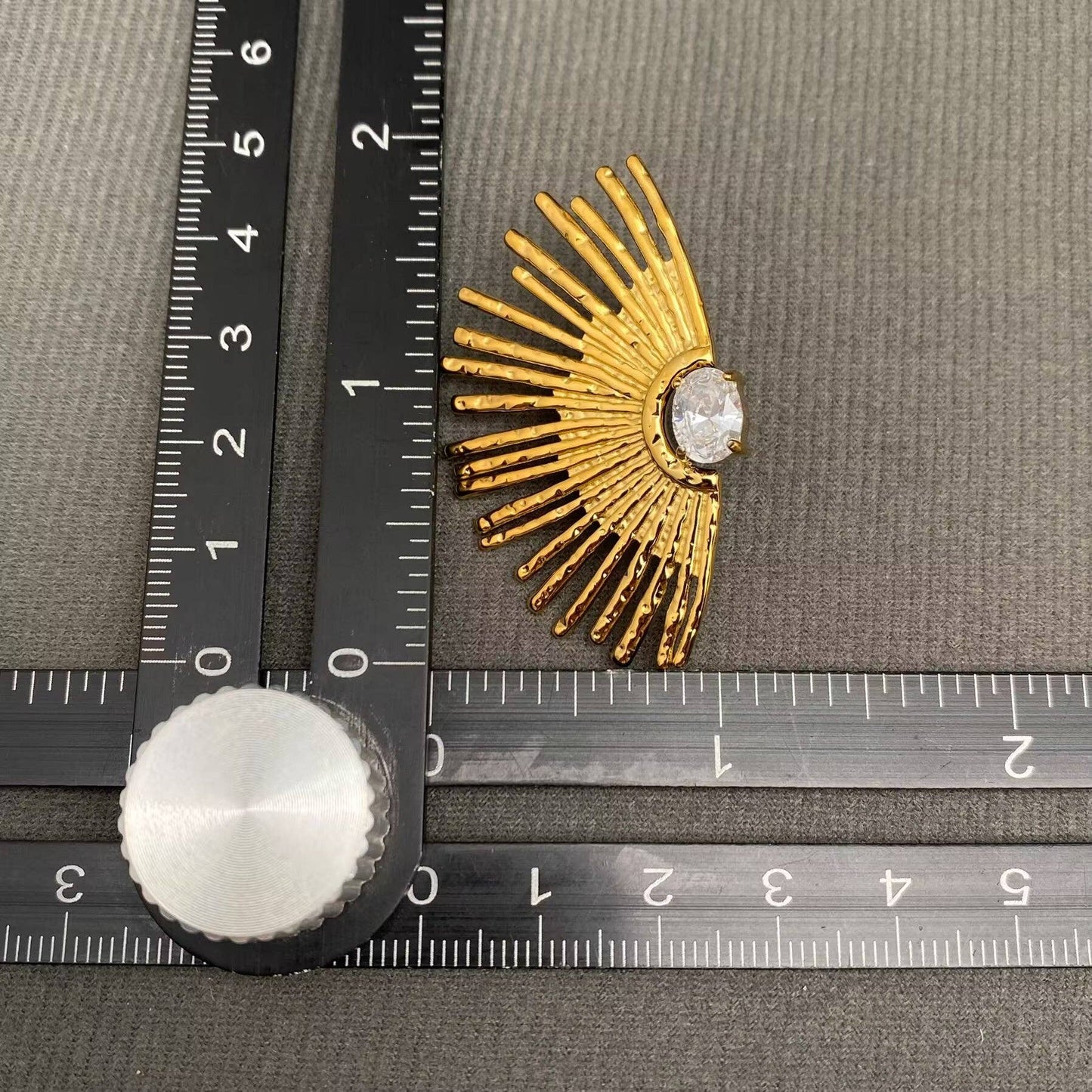 Zircon inlaid Sun rays 18K Gold Plated S.Steel Earrings
