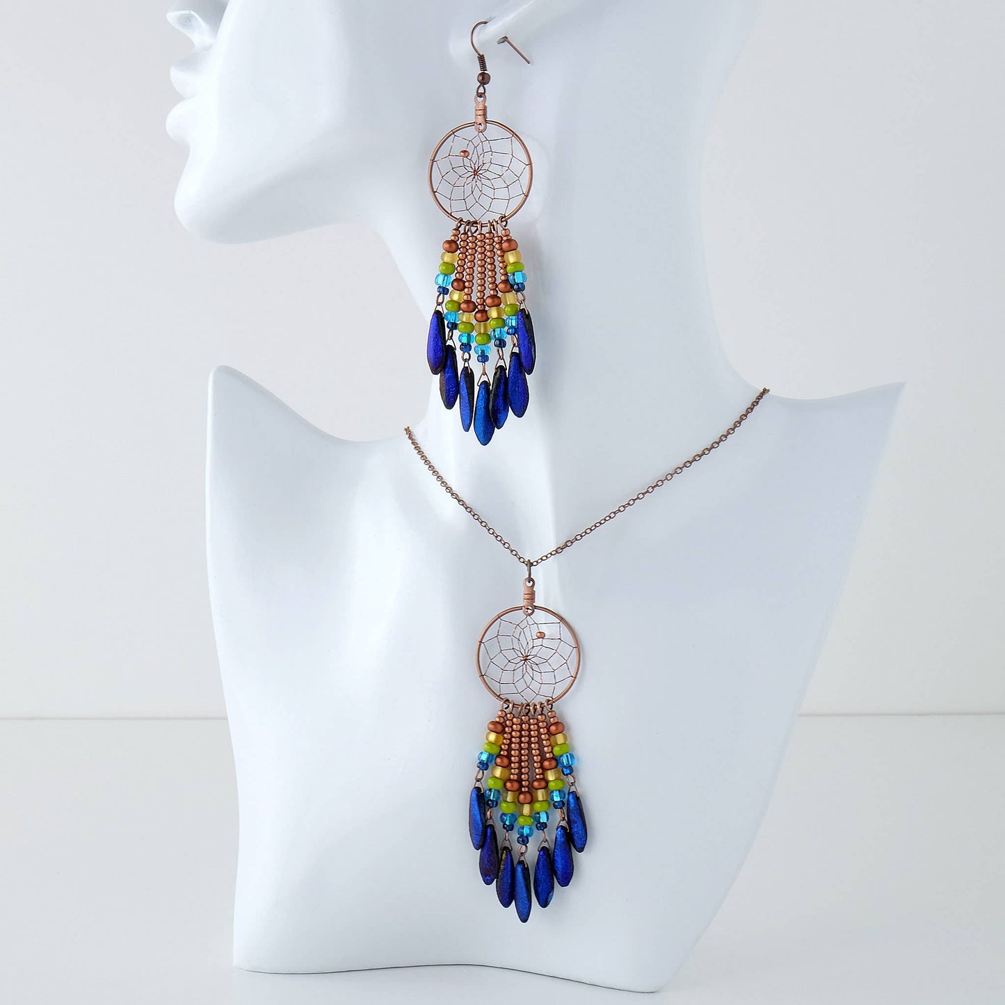 1" Dream Catcher Necklace with Prismatic Beads