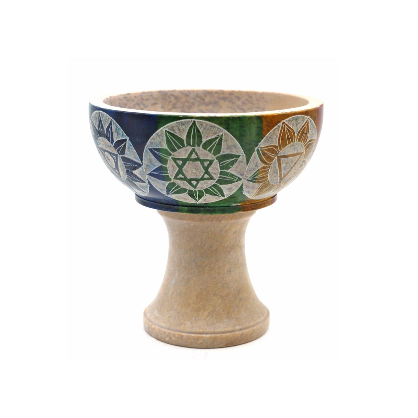 Soapstone Smudge Bowl w / Stand - 7 Chakras