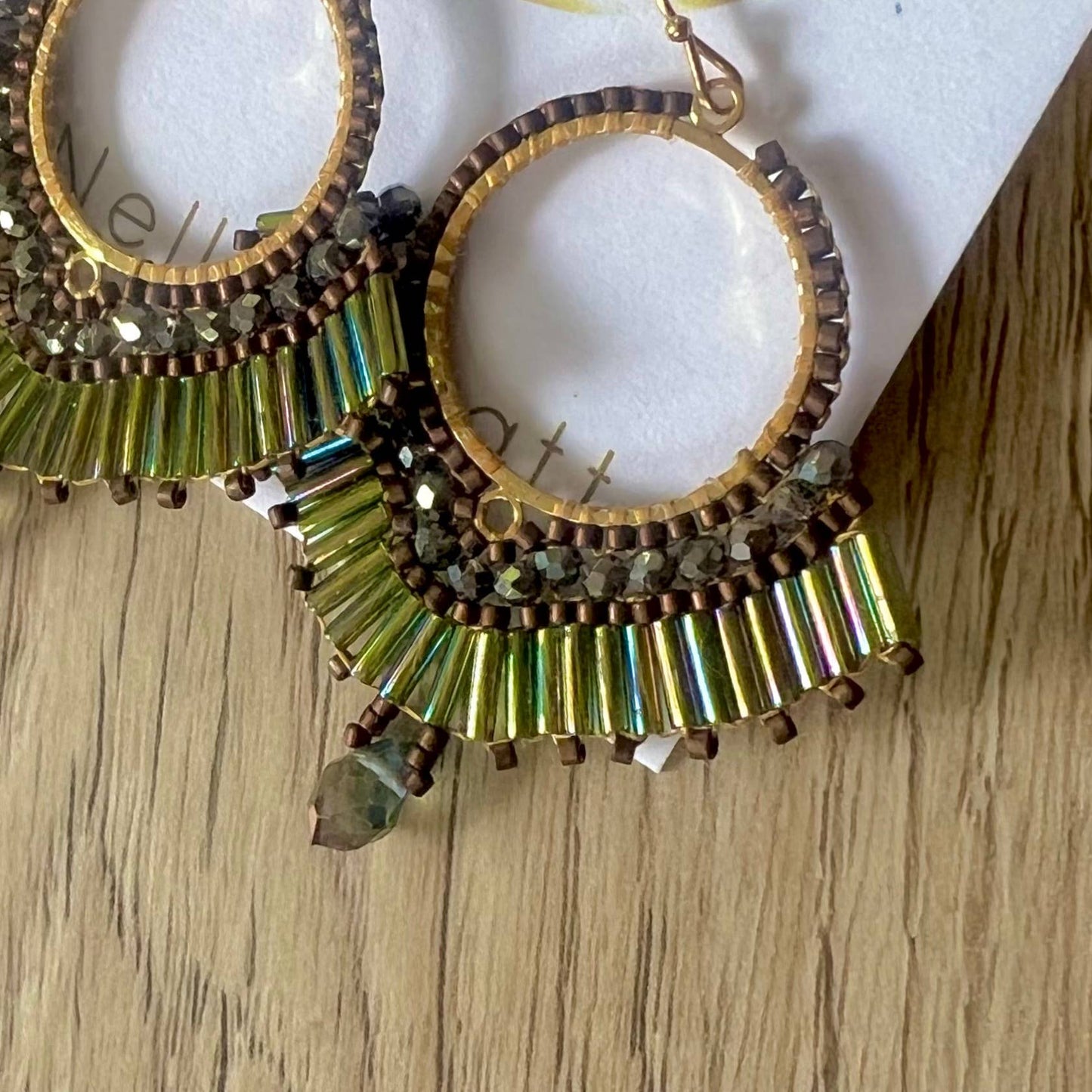 Secret Garden hand woven seed bead statement earrings