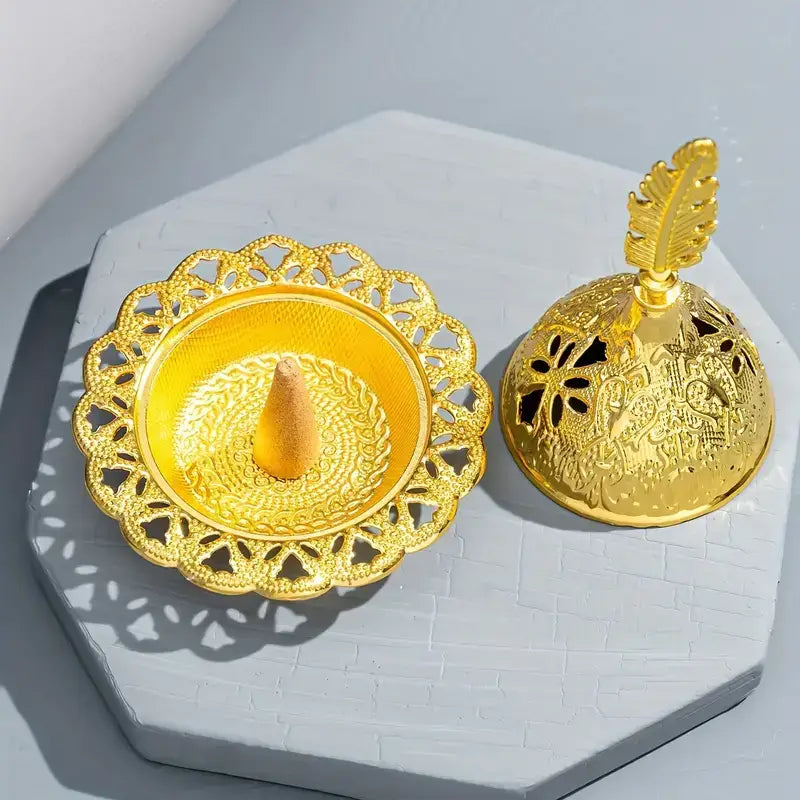 Middle East Golden Incense Burner - Exotic Home Decor