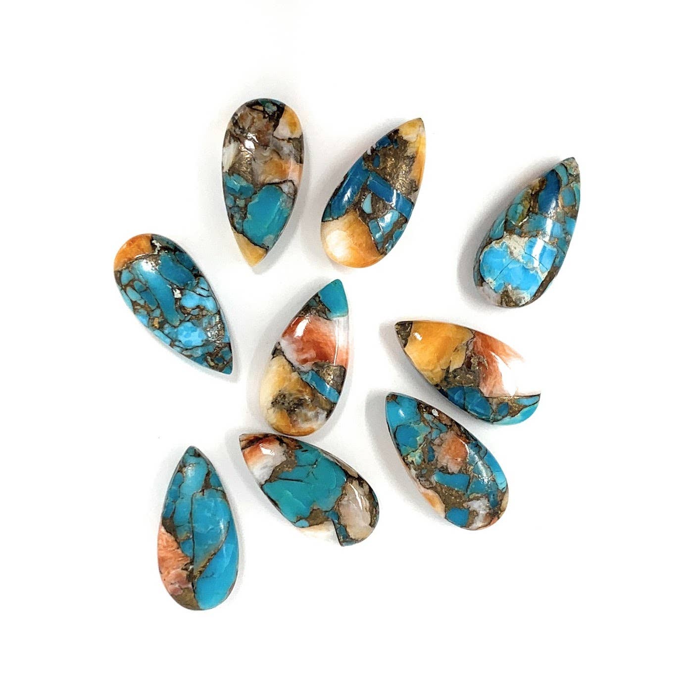 Copper Oyster Turquoise Teardrop or Cushion Necklace: 16," 18." or 20"