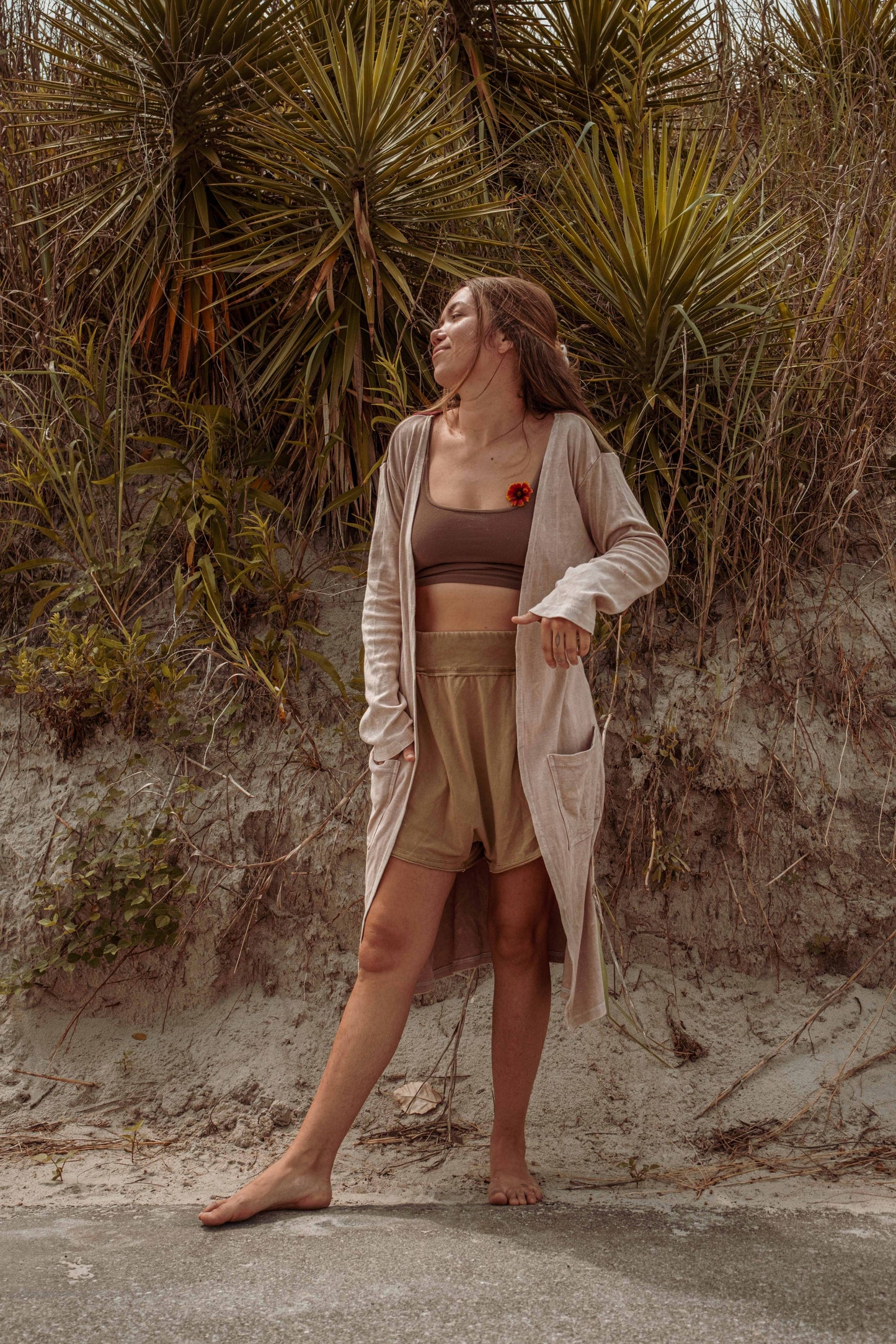 Sun Ray Cardigan, Cotton Earthy Hippie Boho Style Duster: Black / Medium