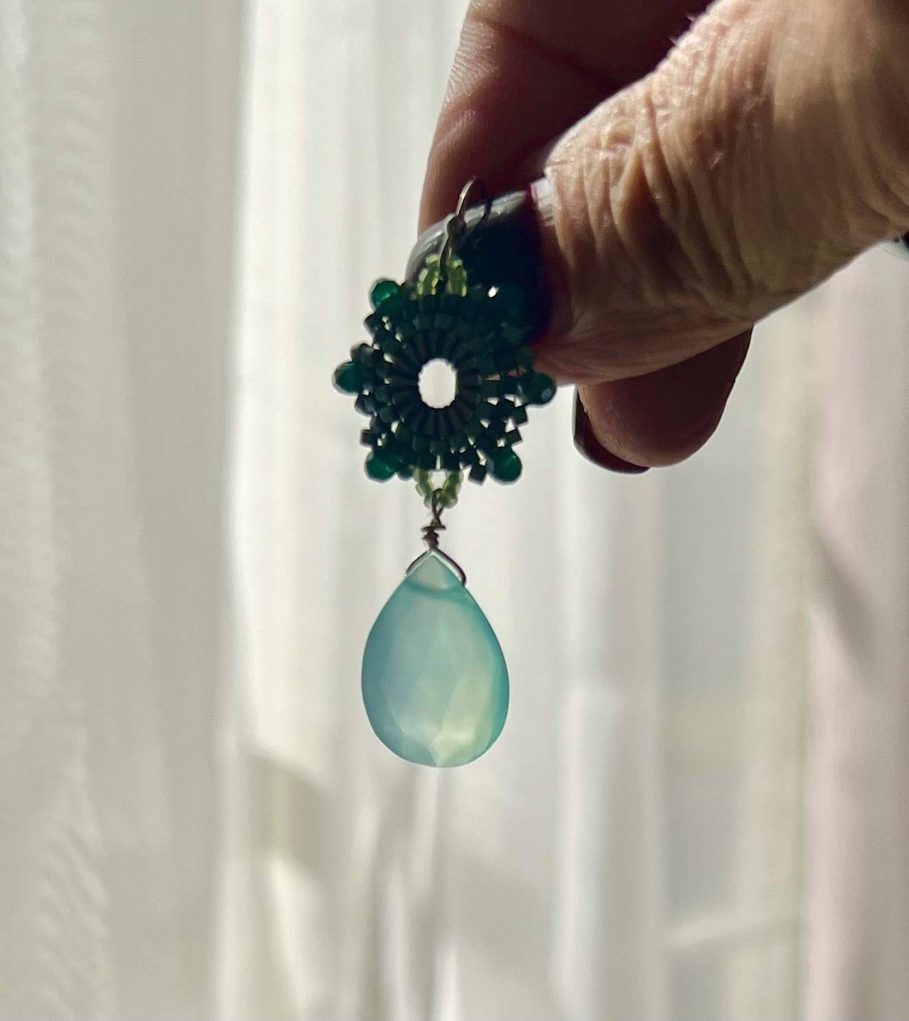 Chilled aqua gemstone statement earrings
