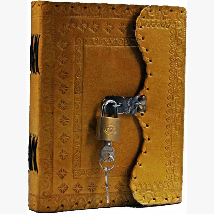 TUZECH Handmade Leather Vintage Journal Lock And Key Diary