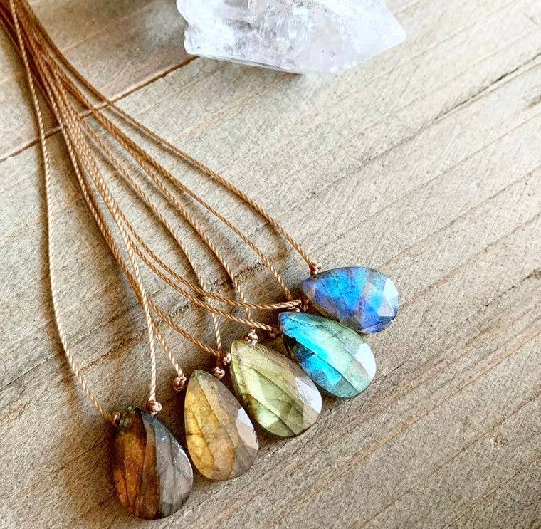 Labradorite Faceted Teardrop Necklace 16, 18 or 20"