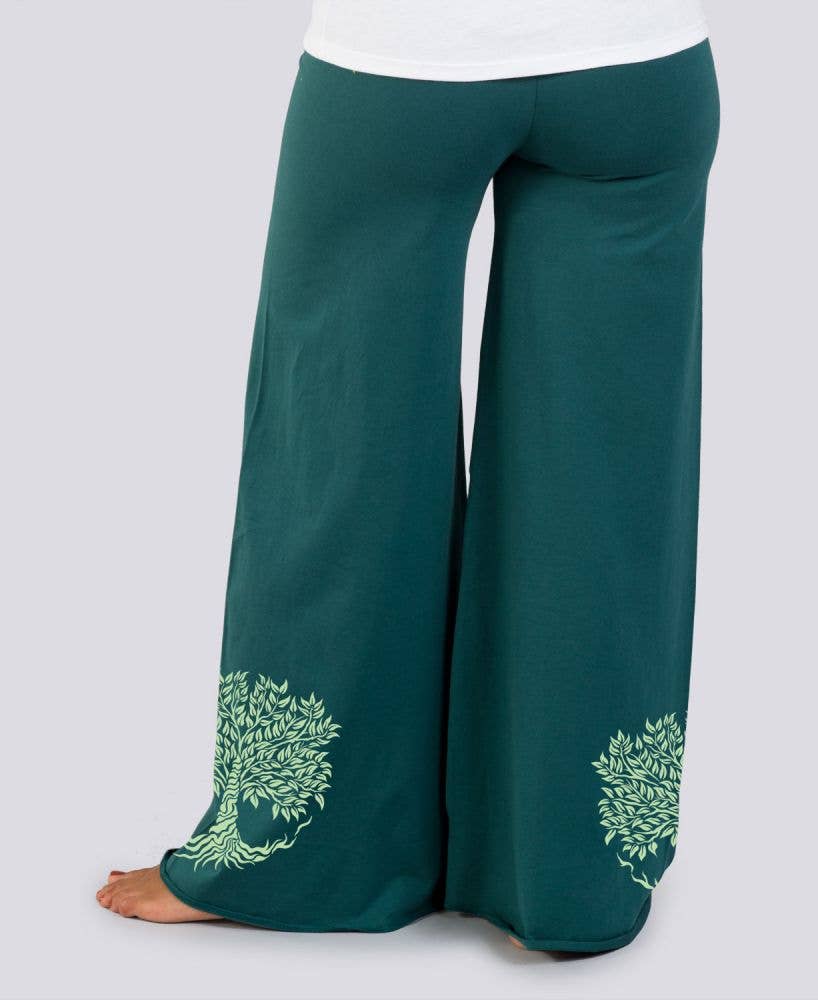 Root Down Flowy Pants - Teal Flow Pants: 2X