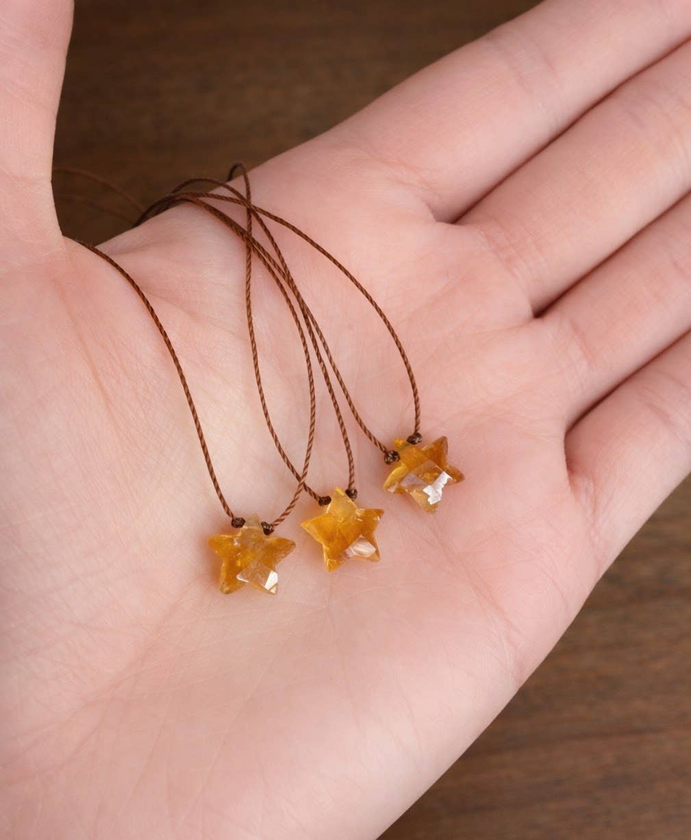 Citrine Faceted Star Cord Necklace