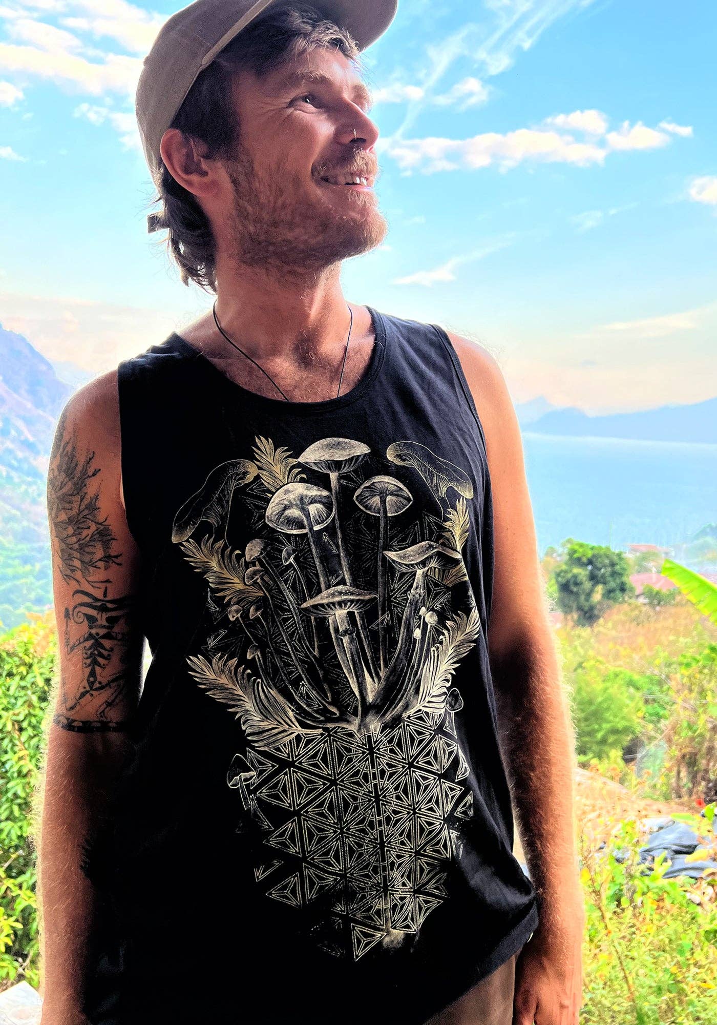 Mycelial Bloom Tank Top Black