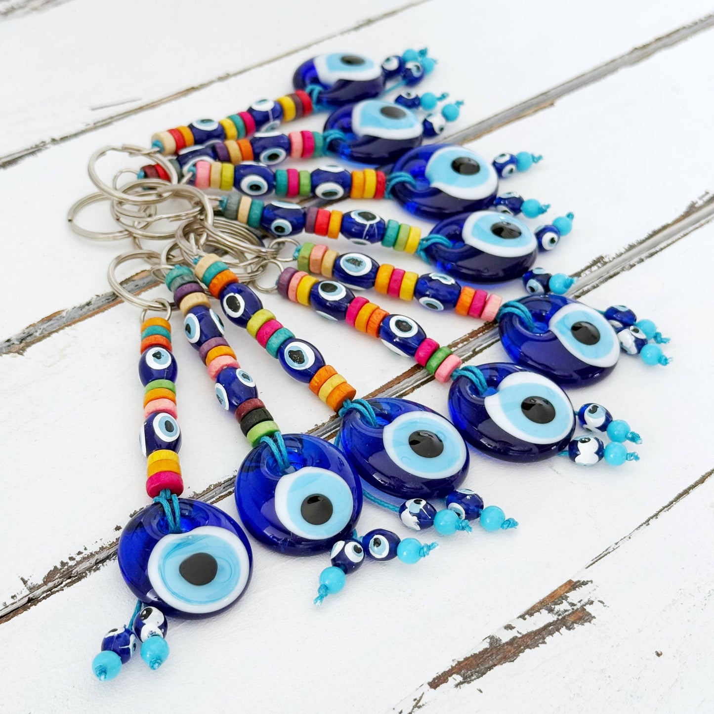 Blue Evil Eye Keychain, Glass Evil Eye Bag Charm, Good Luck