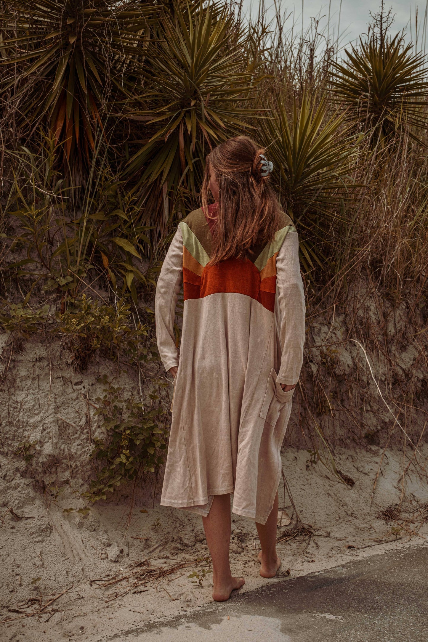 Sun Ray Cardigan, Cotton Earthy Hippie Boho Style Duster: Black / 2XL