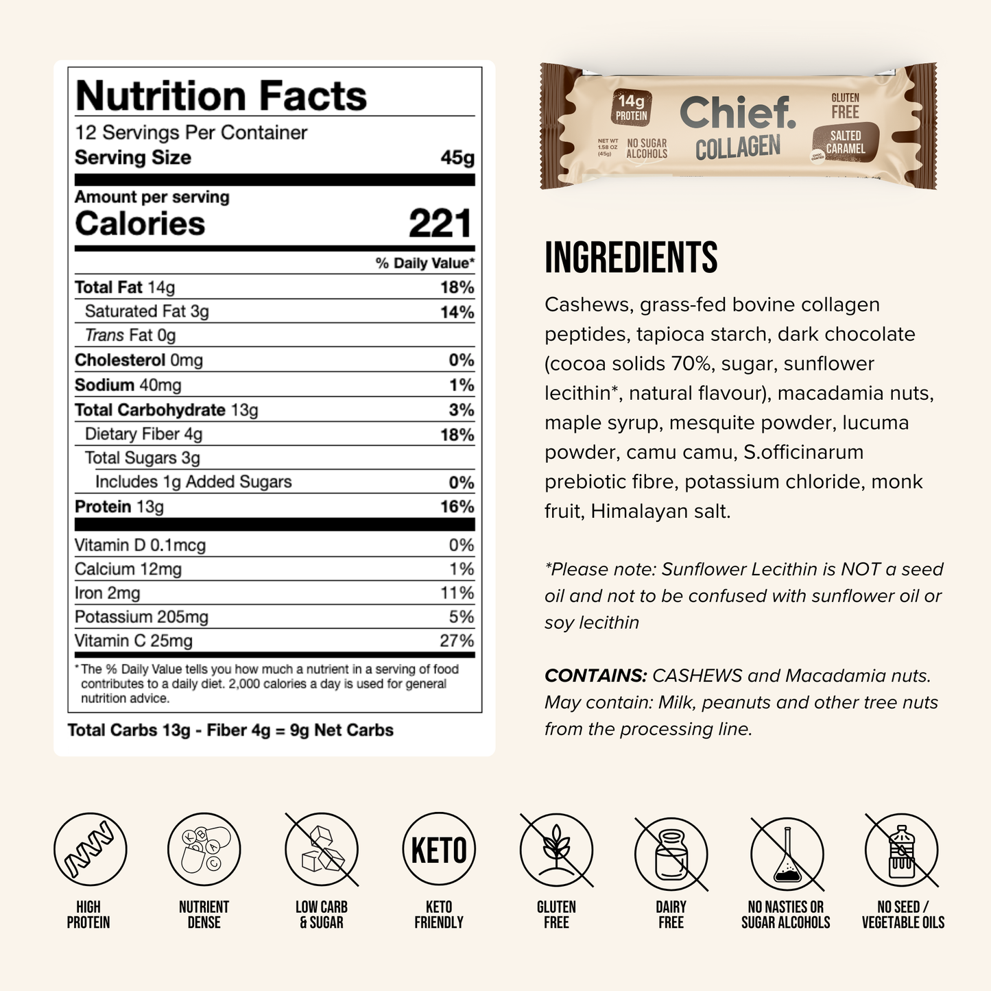 Collagen Protein Bar - Salted Caramel