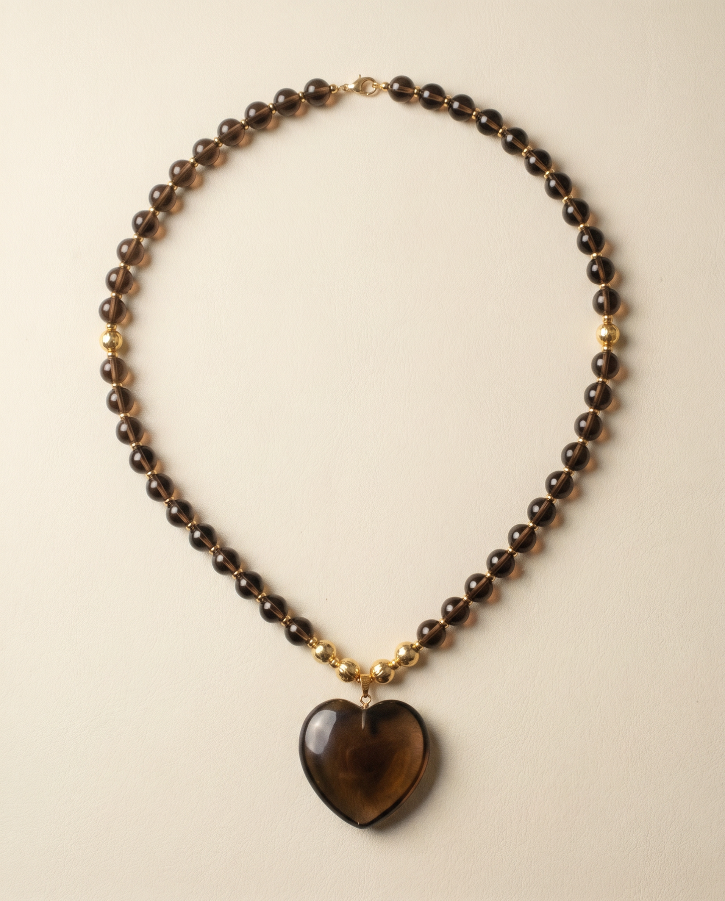 Smoky Quartz Heart Long Necklace