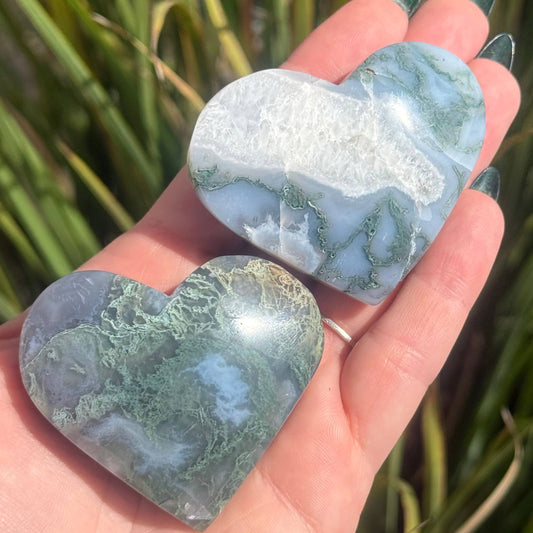 Green Moss Agate Heart 2.5"
