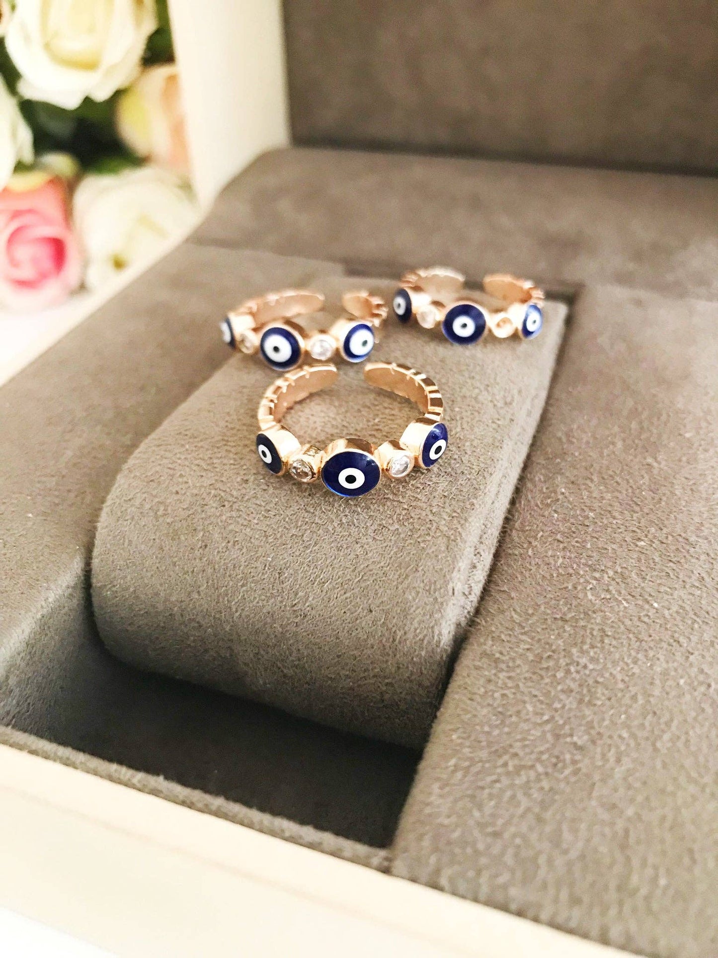 Greek Blue Evil Eye Ring