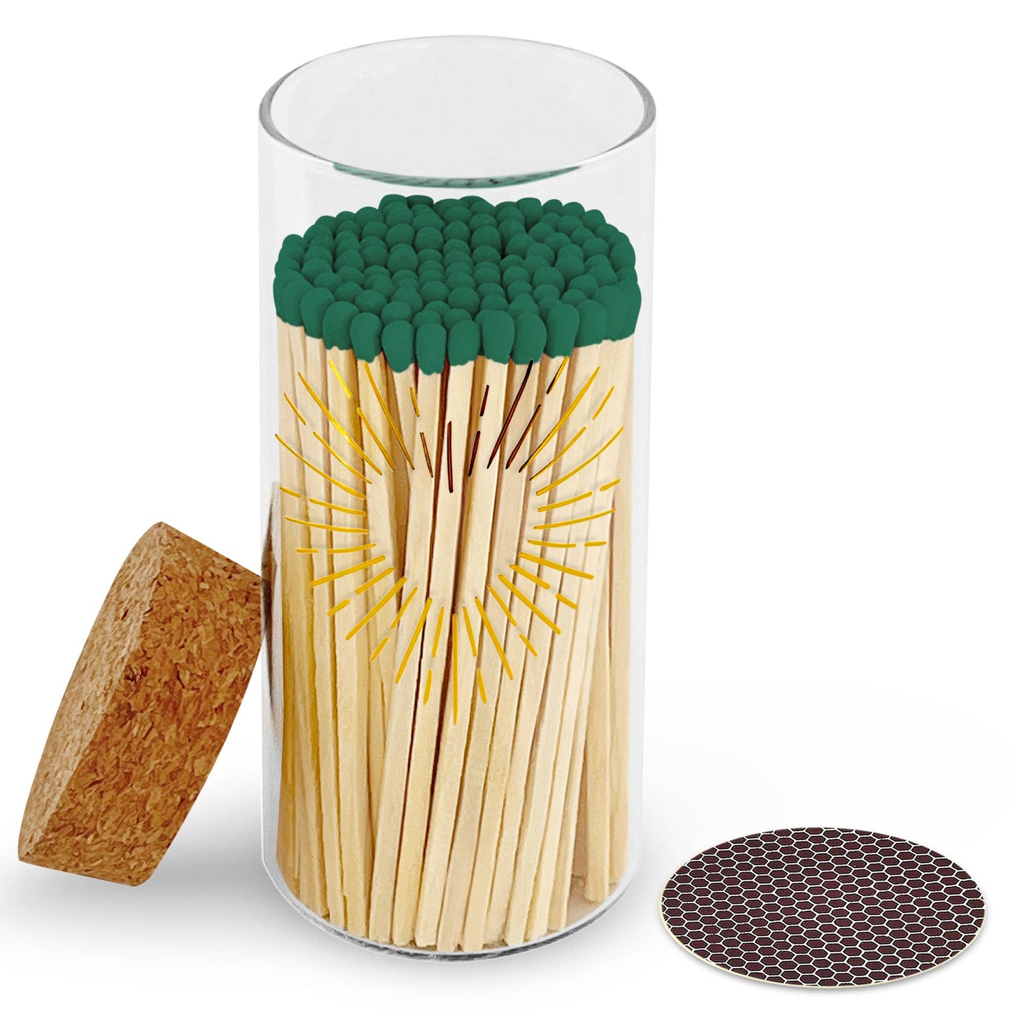 Gold Print with 4" Matches & Lg Cork Top Jar