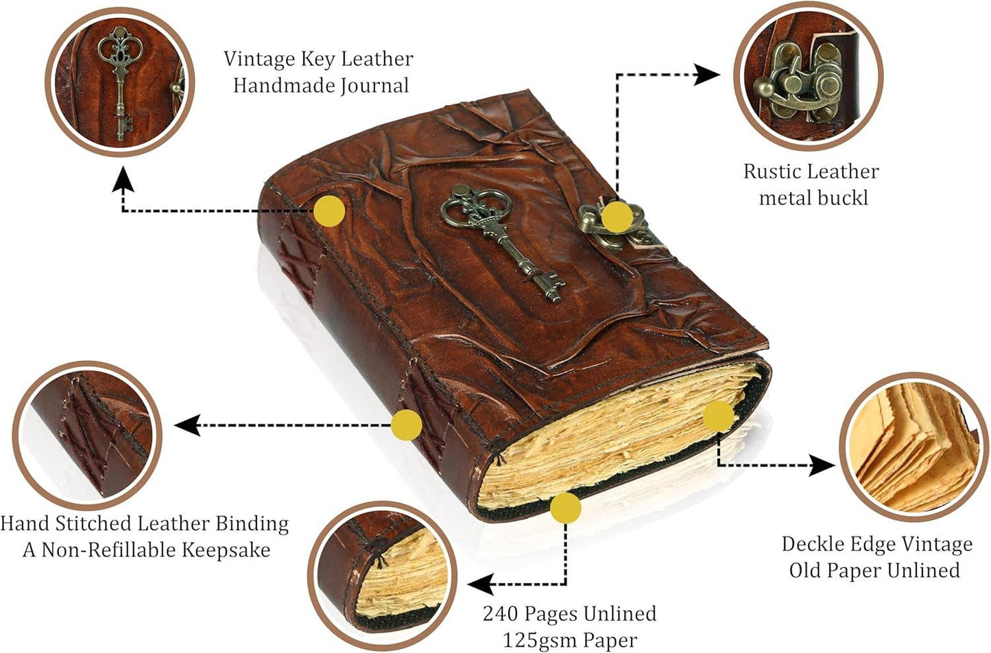 Leather Bound Grimoire Journal Deckle Edge Witch Diary