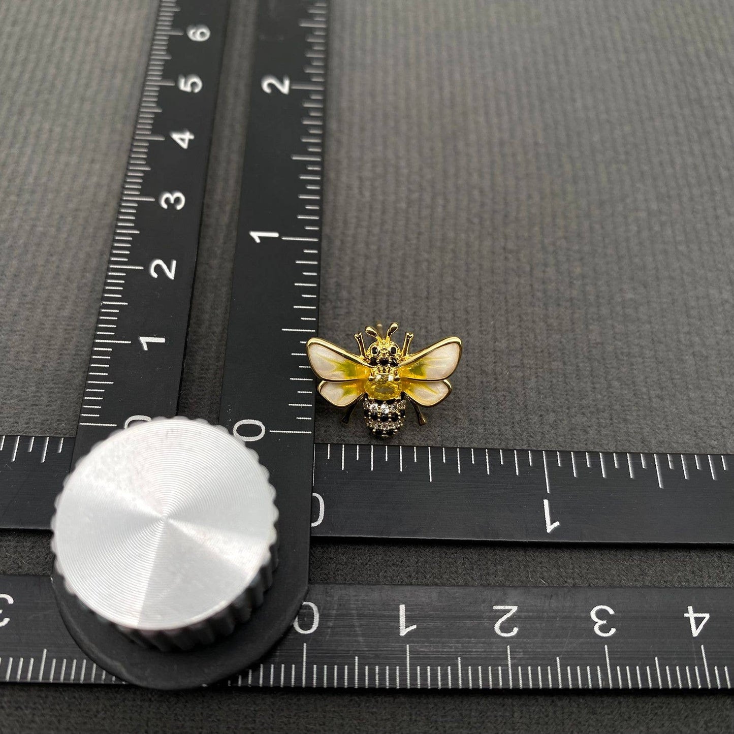 Sparkling Rhinestones 14K Gold Plated Enamel Bee Ear Studs