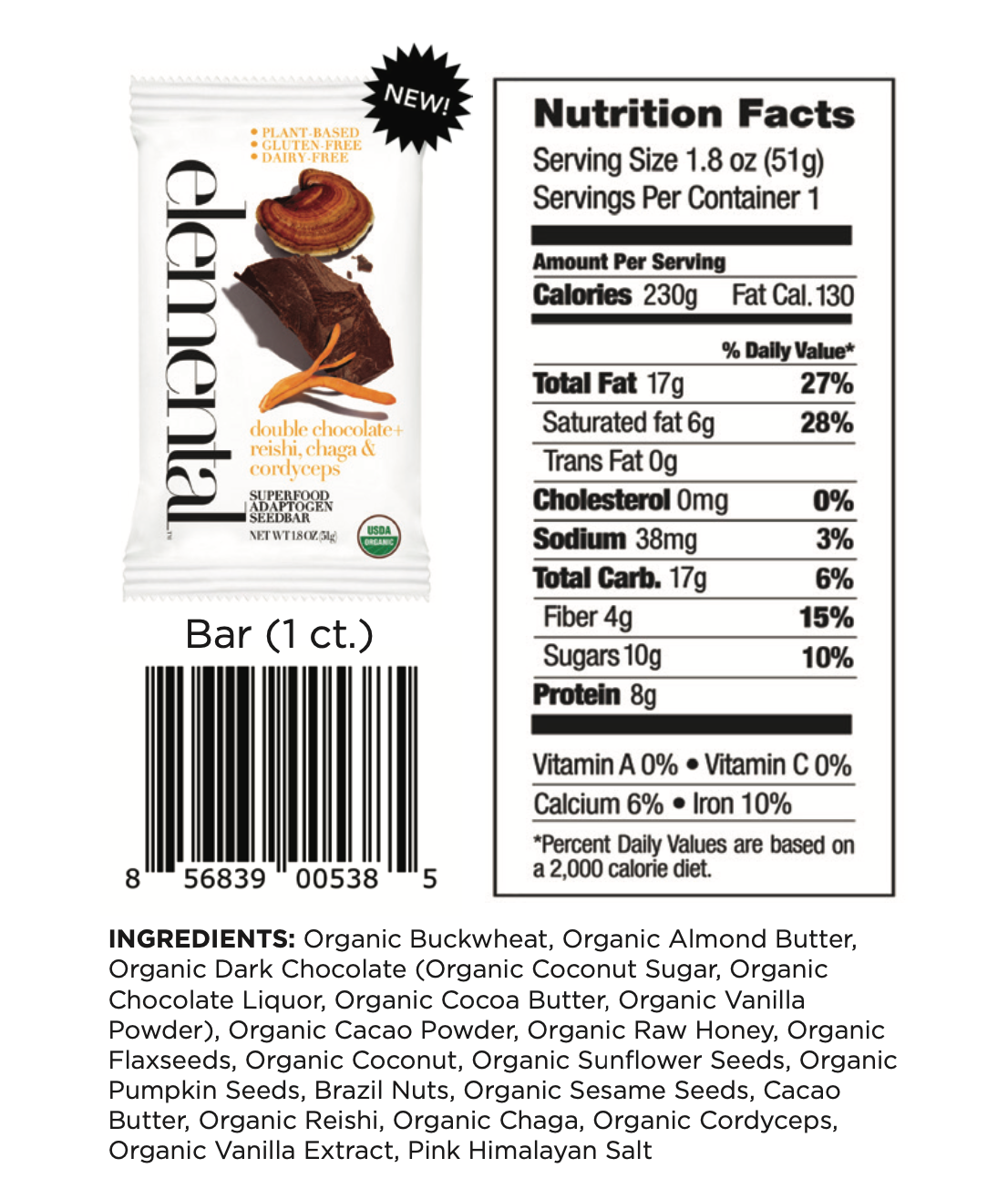 Double Chocolate + Reishi, Chaga & Cordyceps