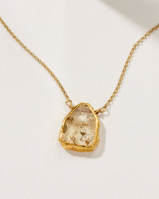 Earth, Wind and Fire Genuine Stone Necklace Gold- Citrine
