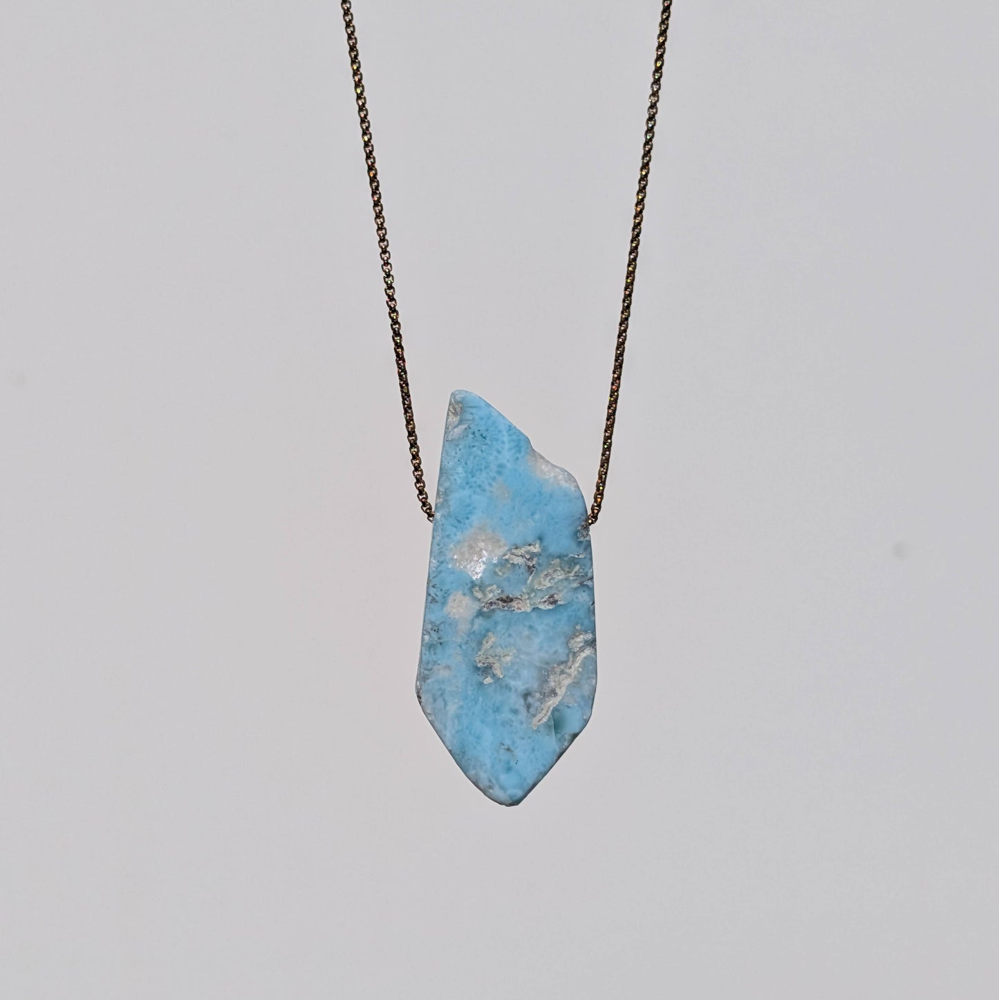 Larimar Specimen Necklaces - 24k Gold Plated Steel