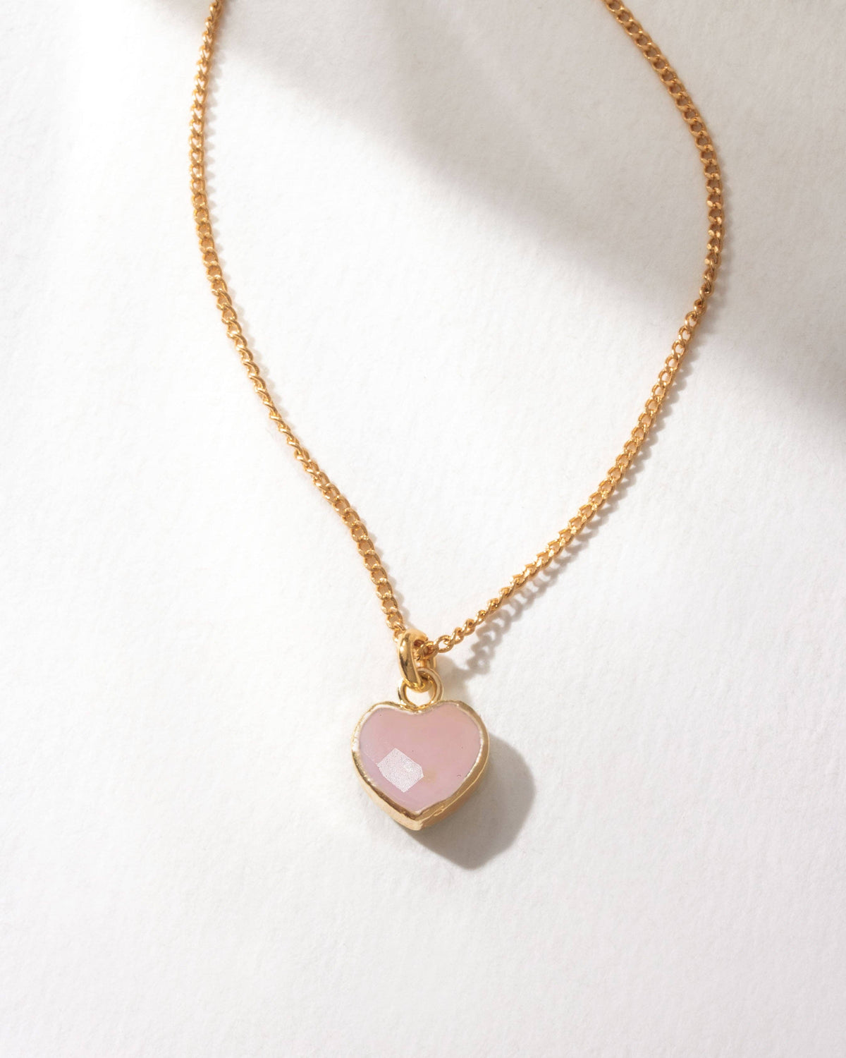 Precious Heart Birthstone Necklace - Pink Opal