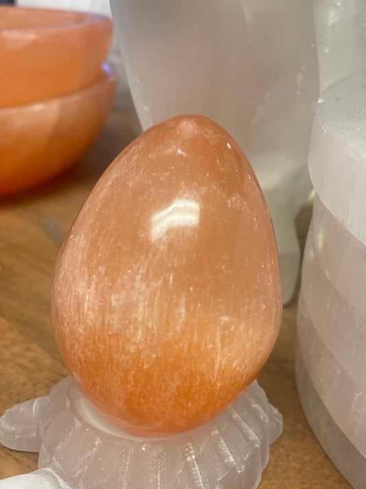 Selenite Egg Orange 2.5"