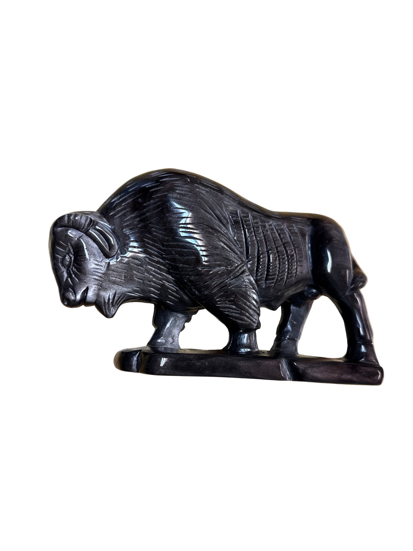 Bison-Stone Statue - Rainbow Obsidian 5X7